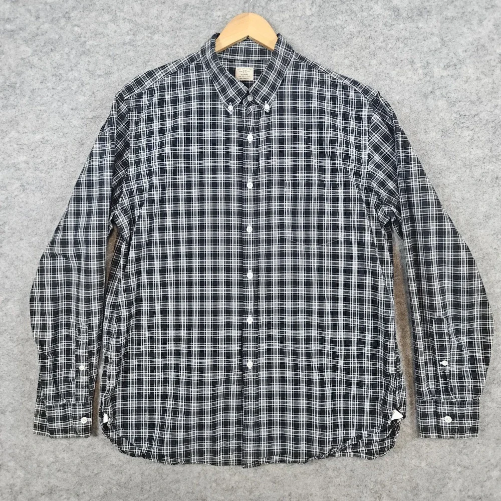 J Crew Men's Gray Plaid Dress Shirt Size XL 17-17‎ 1/2 Button Down 100% Cotton